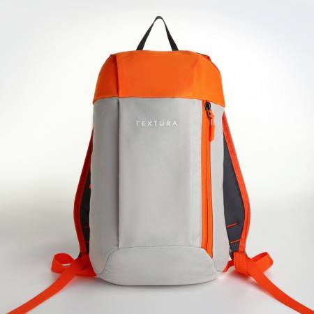 Sports backpack on lightning, textura, outer pocket, beige color/orange-3