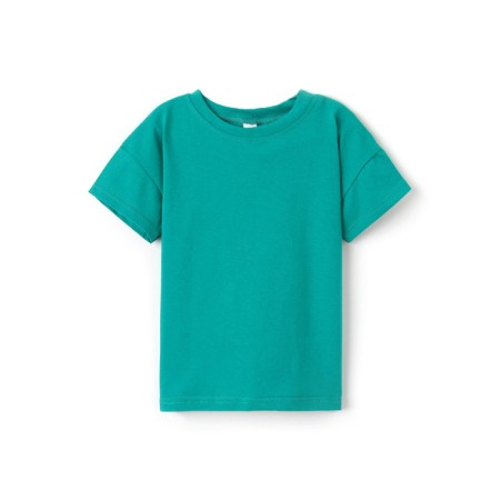 Baby T -shirt with a lowered shoulder, green color, height 104 cm