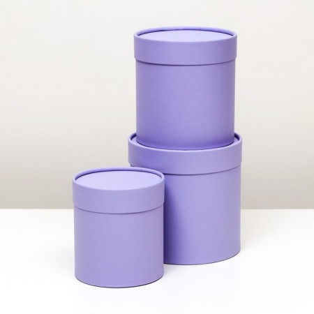 Set of round boxes 3 in 1, "Lilac", 16x16, 14x14, 12x12 cm-1