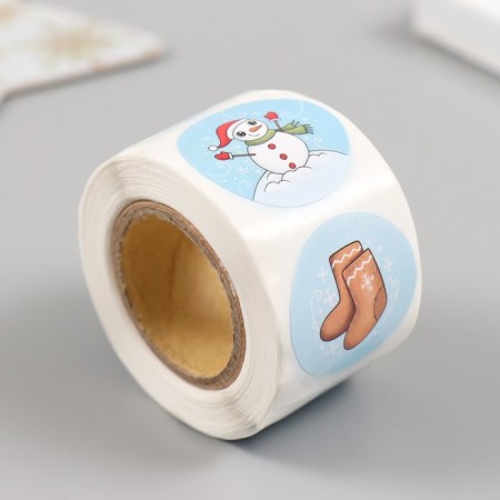 New Year Stick Paper "Snowman" d = 2.5 cm 252 pcs in the roll-1