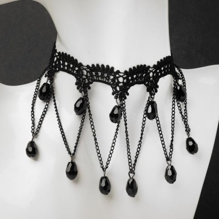 Choker "mistress" ovals and chains, black color, 30 cm
