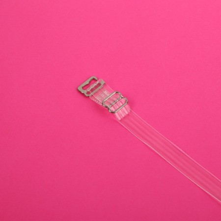 Straps silicone, fittings metal, 4 stripes, 1 cm, 37 cm, pair, color transparent-3