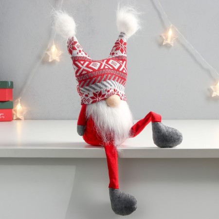 Interior doll "Santa Claus in a hat with red patterns, with bombs" 41x13x10 cm-1