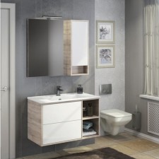 Зеркало шкаф Comforty Гамбург 90 для ванной комнаты, цвет дуб сонома