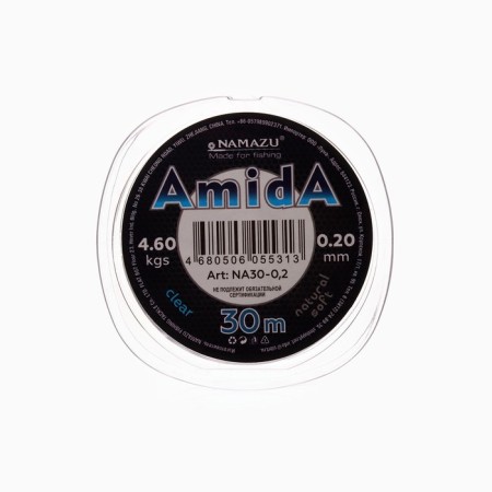Namazu Amida fishing line, diameter 0.2 mm, test 4.6 kg, 30 m, transparent, 1 pc.
