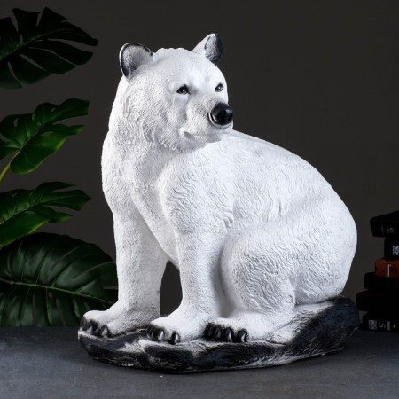 New Year's figure "Bear sitting" White, 40x50x56cm