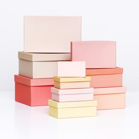 A set of rectangular boxes 10 in 1, "cream" 30 x 20 x 13 - 12 x 6.5 x 4 cm-1