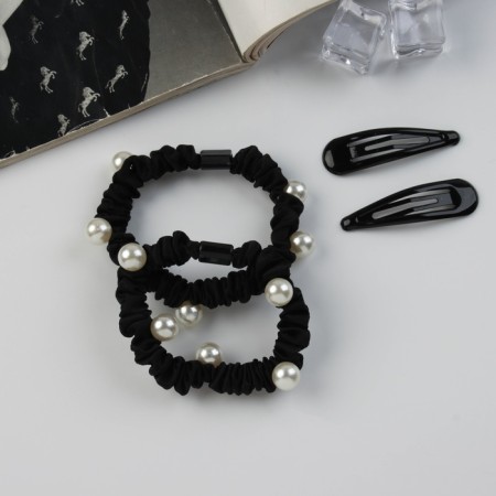 Hair Set "Gloria Chic" (2 gum 5 cm, 2 invisibility 5 cm) black-1