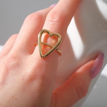 The ring "minimal" the heart, the color is gold, dimensionless-2
