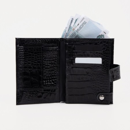 Male purse on a magnet for auto documents and passports, black color-7