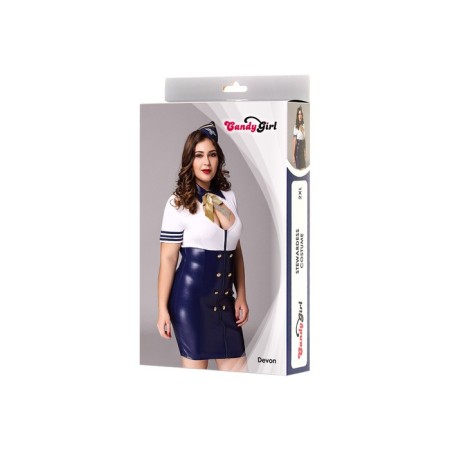 Candy Girl Devon stewardess costume, blue-white color, 2XL size-2