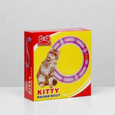 A toy for cats 2 in 1 "Circle and wave" with a ball (cardboard box), mix of flowers-4