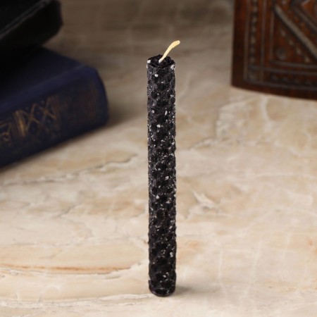 Candle from wax with salt "Cleaning every day", 13x1.7 cm, 1 h, black-1