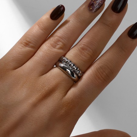 Ring "Trend" parallel, color silver, dimensionless-3