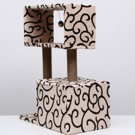 Cat House with Cube Cube, Mesonin and Toy, 60 x 35 x 85 cm, Mix of Flowers-1