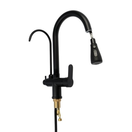 Zein Z7212 kitchen mixer, drinking water crane, with sliding pour, brass, black-4
