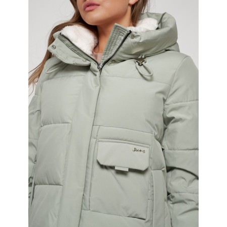 Coat insulated winter female, size 44, color light green-13