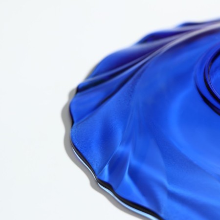 Plate flat Sea Brim, d = 21 cm, glass, blue color-3