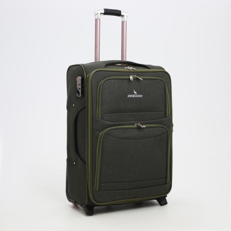 Small 24 suitcase "On a zipper, code castle, with extension, khaki color-1