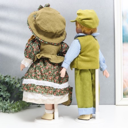 Doll Collectible couple "Vika and Anton, roses on a green" set 2 pcs 40 cm-3