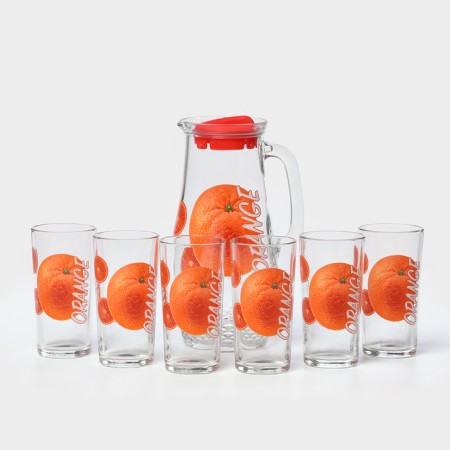 A set of drinking as-decortes, 7 items: a jug of 1.7 liters, glasses 250 ml, 6 pcs-6