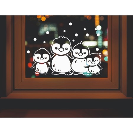 Decorative sticker for the windows "Penguins" 45x25 cm (snow 10x20 cm)