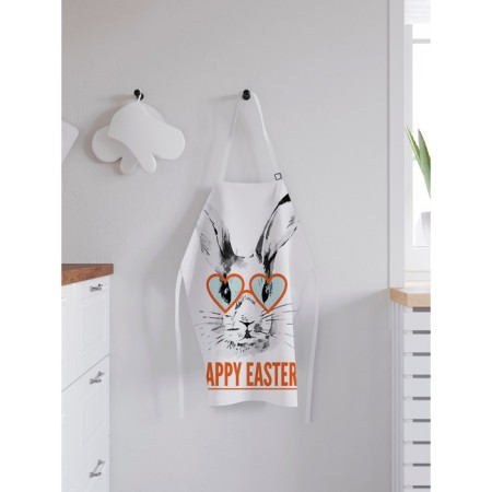 Apron kitchen with a photo print "Easter hare with glasses", adjustable, size OS-1