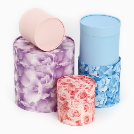 A set of round boxes 10 in 1, gift packaging, “floral tenderness”, 10 x 10 - 23.5 x 23.5 cm-3