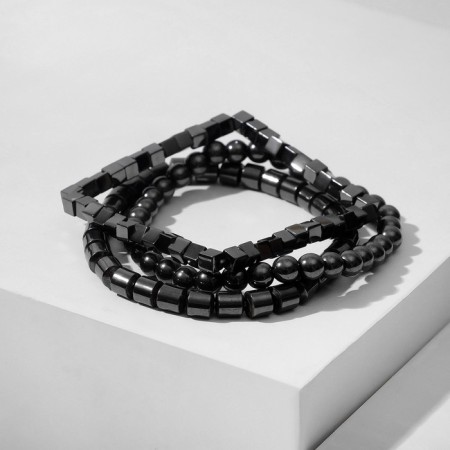 Bracelet unisex set of 3 pcs., “Hematite” cubes, black color, d = 7 cm-1