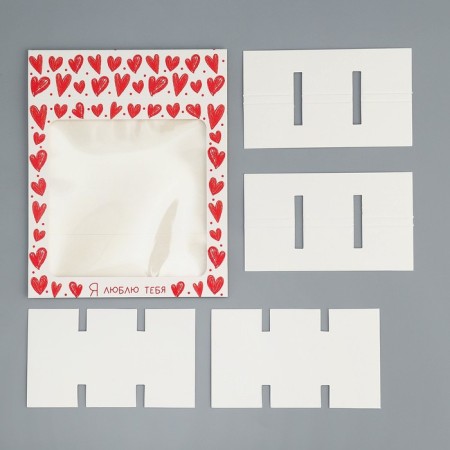 Box for sweets, confectionery packaging, 9 cells, “I love you”, hearts, 14.5 x 14.5 x 3.5 cm-5