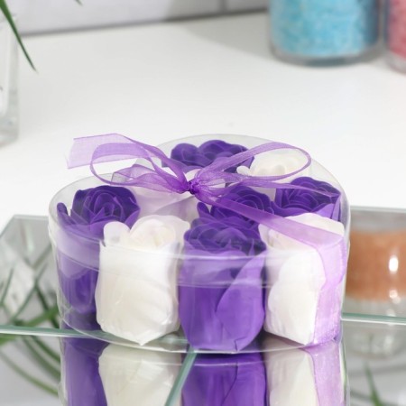 Soap roses, purple and white, set of 9 pcs.-1