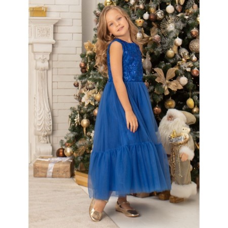 Платье для девочки «Алиса», рост 128 см, цвет синий-5