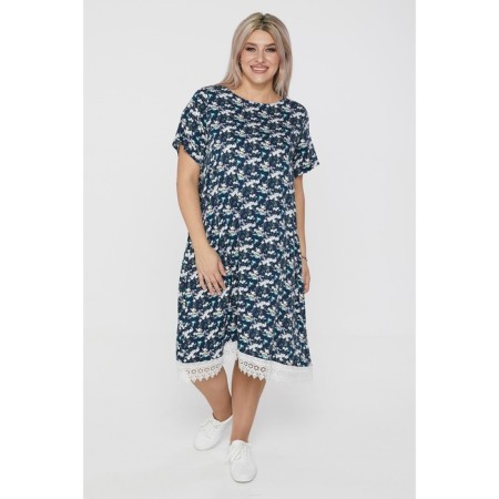 Women's dress, size 64, dark blue color-1