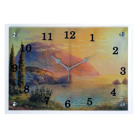 Carty clock is wall-mounted, interior "sea and mountains", silent, 25 x 35 cm