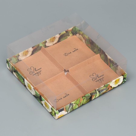 Confectionery box for mousse cakes "From the whole heart", 17.8 x 17.8 x 6.5 cm-1