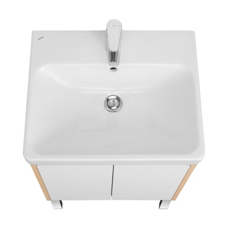 Tumbling under the Aquaton sink Scandil Doors, 55 cm, white gloss color, oak Verona-4