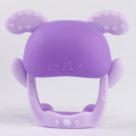 Silicone teether for teeth "Bunny", purple color-6