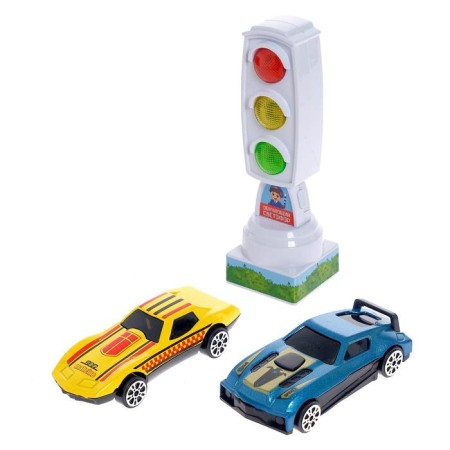 A traffic light with the game field "Study traffic rules", lighting effects, Russian chip-5