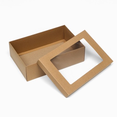 Folding box, craft, with a window, 30 x 20 x 9 cm-3