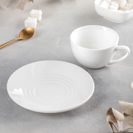 Coffee steam porcelain Wilmax, 2 items: a cup 160 ml, a saucer d = 14.3 cm, white color-1