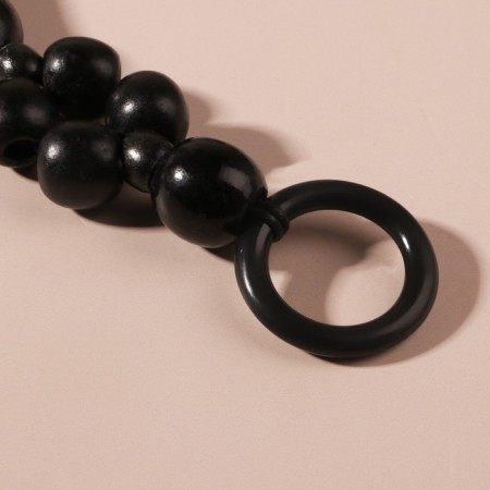 Handles for a bag, 2 pcs, waxed cord/tree, 44 × 4 cm, black color-2