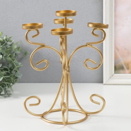 Summary Metal for 5 candles "Vazon. Curls" gold 21.5x21.5x27 cm-2