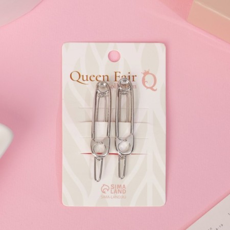 Hair clip "Pins" (set 2 pcs) 5 cm, silver-1