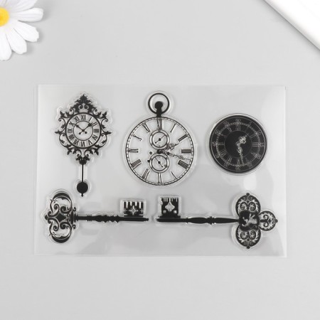 Stamp for creativity Silicon "Vintage. Clock and Keys" 16x11 cm