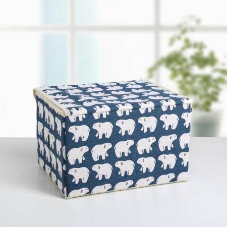 Stellyer box for storage with a lid "Northern Bear", 25 × 20 × 17 cm, blue color-1