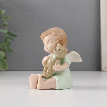 Souvenir Ceramics "Baby Angel with a Soft Bear" 5.5x5x8.5 cm-1