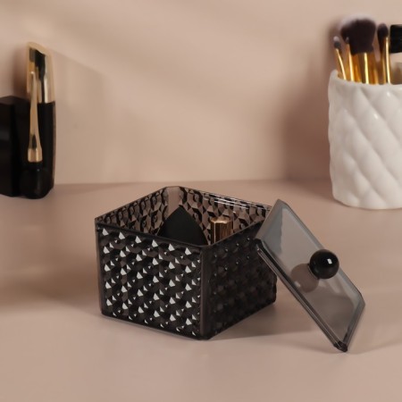 Organizer for storage "Black Secret", with a lid, 9.5 × 9.5 × 7 cm, black color black-2