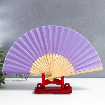 Fan bamboo, textiles h = 21 cm "monocet" in a box, lilac-1