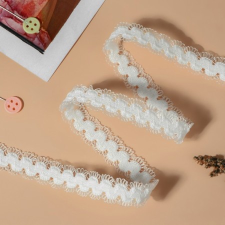 Glass for straps, openwork, 15 mm, 10 ± 0.5 m, white color