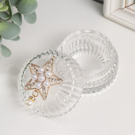 Casket glass "Star with pearls" 6.5x6.5x5 cm-1
